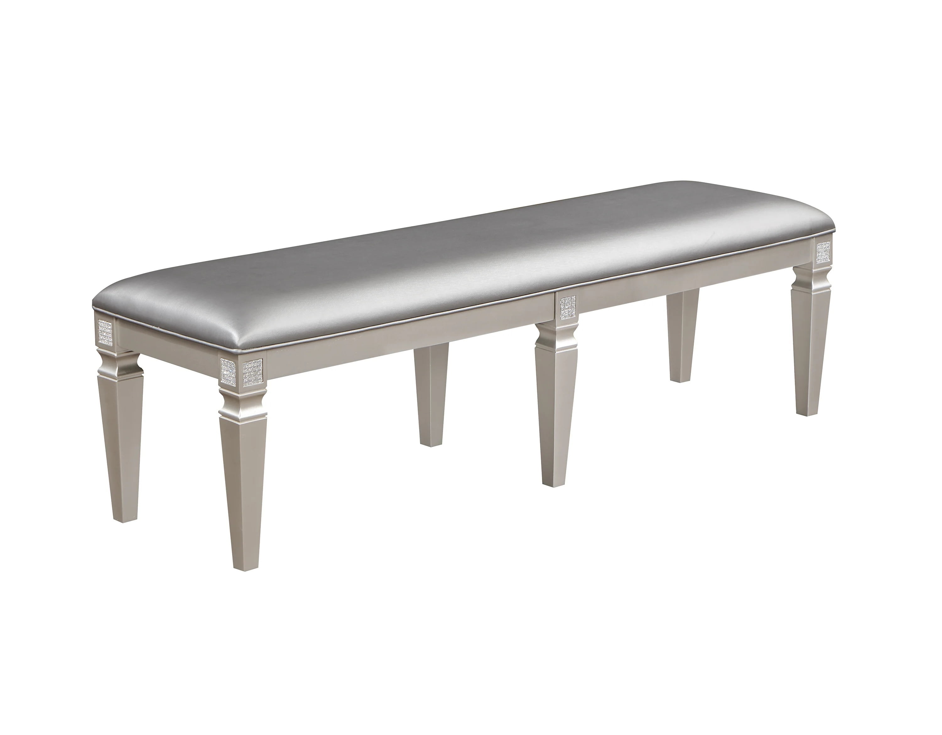 60 Inch Modern Glam Dining Bench with Upholstered Seat, Sparkling ...