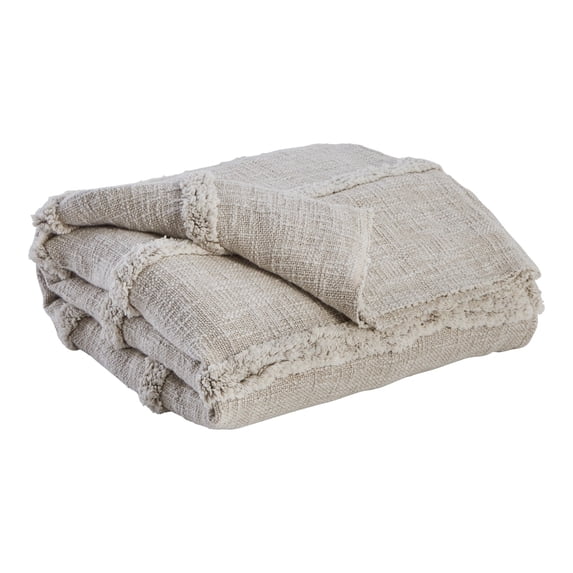 60 Inch Modern Soft Cotton Throw Blanket Stonewashed Stripe Design Gray - Saltoro Sherpi