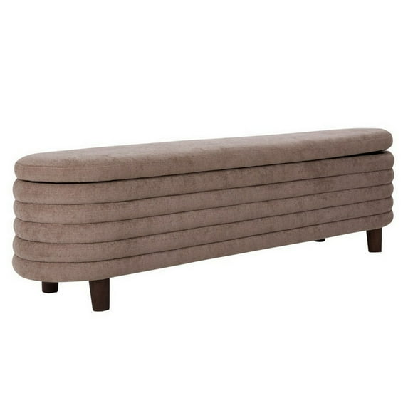 60 Inch Modern Storage Bench Deep Channel Tufted Polyester Fabric Gray- Saltoro Sherpi