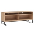 thumbnail image 1 of 60" Media Entertainment Console 4 Compartments Metal Base & wood Light Oak Brown, 1 of 7