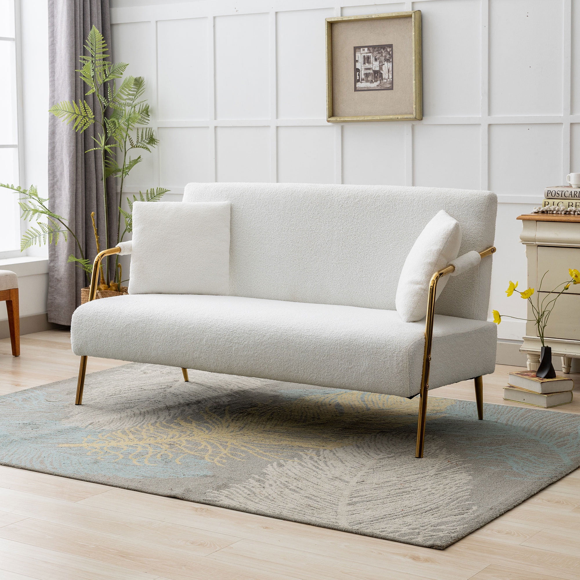 60 Inch Modern Teddy Velvet Loveseat Sofa 2 Seater Sofa for Small