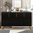 thumbnail image 1 of 60”Inch Modern Wood Accent Buffet Sideboard Serving Storage Cabinet with Large Storage Space, Metal handles & Legs and Adjustable Shelves(Black), 1 of 8