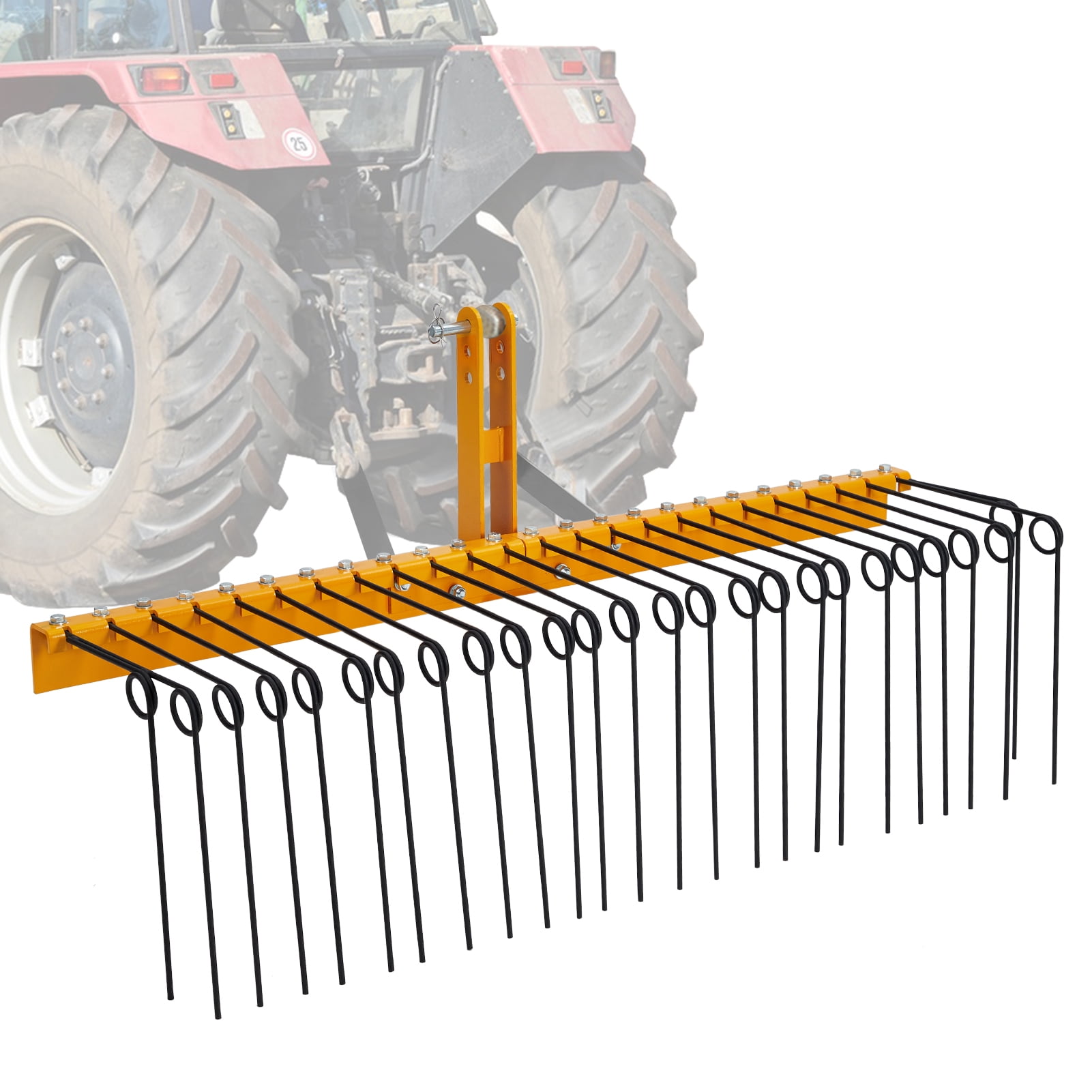 60 Inch Pine Straw Rake, 26 Coil Spring Tines, Durable Powder Coated ...