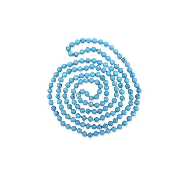 60 Inch Polished Blue MagnesiteTurquoise Multi-layer Long Endless Infinity Beaded Necklace.