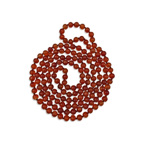 60 Inch Polished Genuine Carnelian Multi-Layer Long Endless Infinity Beaded Necklace