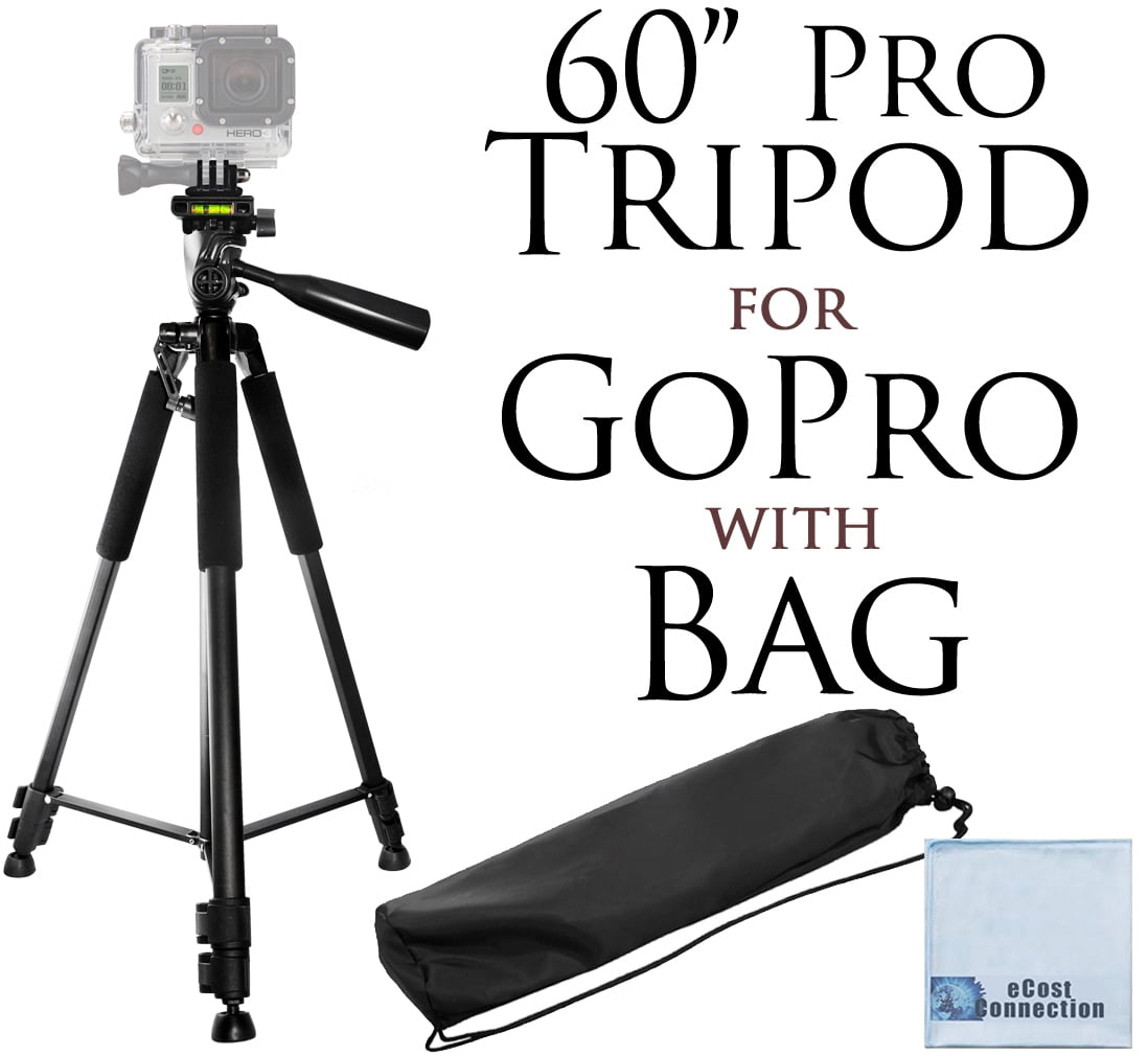 60 Inch Pro Series Professional Camera Tripod Goes For All GoPro HERO  Cameras, DLSR Digital Cameras and Camcorders + eCostConnection Microfiber  Cloth 