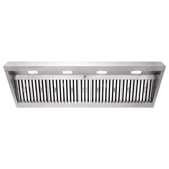 Akicon 60 Inch Range Hood Insert, Stainless Steel 8" Ducted Insert/Built-in Kitchen Vent Hood with 1200 CFM Suction, Dimmable LED Lights and Dishwasher Safe Filters, 4 Speed-Cool White