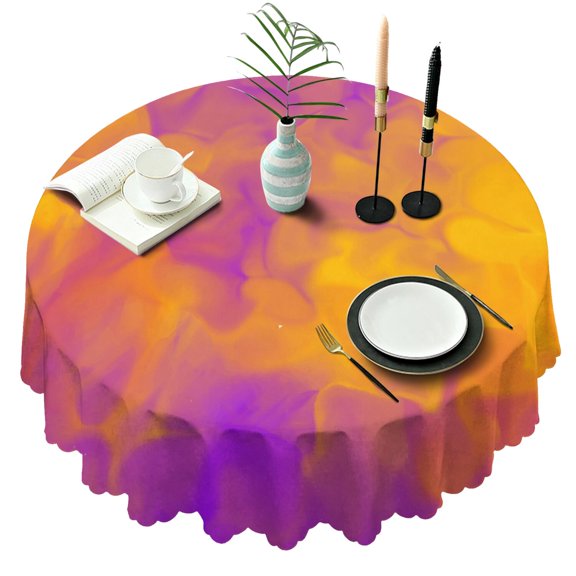 60 Inch Round Lace Tablecloth Water Resistant Washable, Aurora Psychedelic Trippy Print