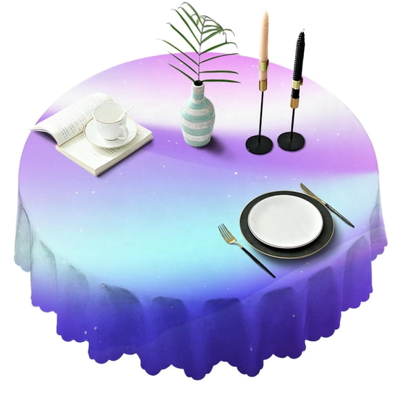 60 Inch Round Lace Tablecloth Water Resistant Washable, Aurora Psychedelic Trippy Print
