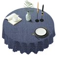thumbnail image 1 of 60 Inch Round Lace Tablecloth Water Resistant Washable, Denim Jean Cowboy Style, 1 of 5
