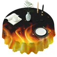 thumbnail image 1 of 60 Inch Round Lace Tablecloth Water Resistant Washable, Fire Hot Print, 1 of 5