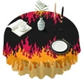 thumbnail image 1 of 60 Inch Round Lace Tablecloth Water Resistant Washable, Fire Hot Print, 1 of 5