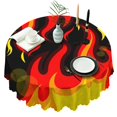 thumbnail image 1 of 60 Inch Round Lace Tablecloth Water Resistant Washable, Fire Hot Print, 1 of 5