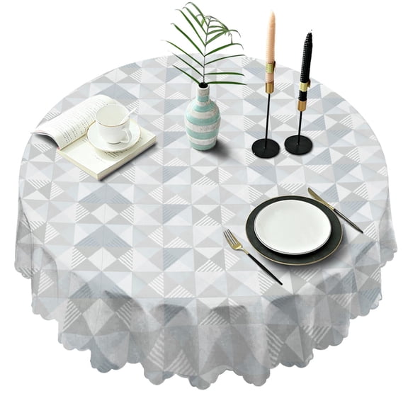 60 Inch Round Lace Tablecloth Water Resistant Washable, Geometry Whimsical Garden Print