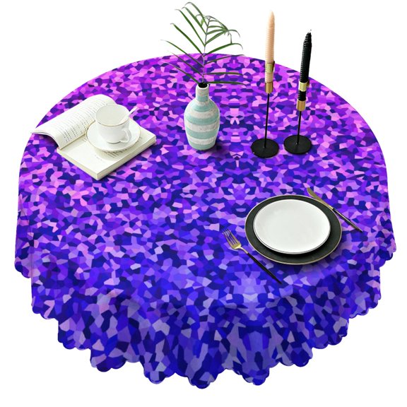 60 Inch Round Lace Tablecloth Water Resistant Washable, Geometry Whimsical Garden Print