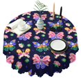 thumbnail image 1 of 60 Inch Round Lace Tablecloth Water Resistant Washable, Monarch Butterfly Aesthetic, 1 of 5