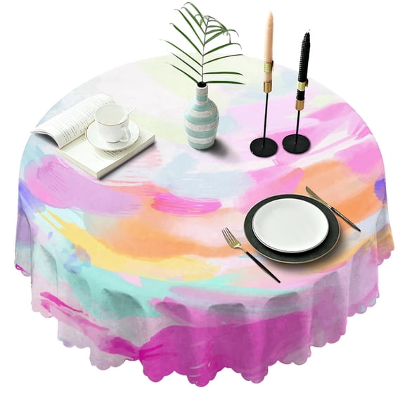 60 Inch Round Lace Tablecloth Water Resistant Washable, Pastel Sky Aesthetic