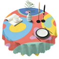 thumbnail image 1 of 60 Inch Round Lace Tablecloth Water Resistant Washable, Tropical Leaf Print, 1 of 5