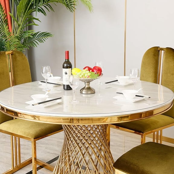 60 Inch Round Plastic Table Protector Cover PVC Vinyl Desk Pad Mat Waterproof Non-Slip Easy Clean Tablecloth for Gaming Dining Room Table Coffee End Table Office Writing Desk
