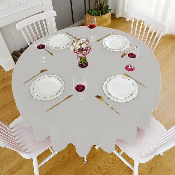 60 Inch Round Polyester Tablecloth, Elegant Stain Resistant Table Cover ...