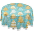 thumbnail image 1 of 60 Inch Round Tablecloth - Christmas Tree Waterproof Spill-Proof Table Cloth with Lace Washable Fabric Table Cover for Dining Tables, Kitchen and Parties House Decor, 1 of 7