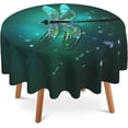 60 Inch Round Tablecloth,Colorful Glass Dragonfly Table Cloth ...