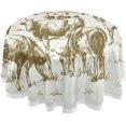 thumbnail image 1 of 60 Inch Round Tablecloth - Cow Boys Waterproof Spill-Proof Table Cloth with Lace Washable Fabric Table Cover for Dining Tables, Kitchen and Parties House Decor, 1 of 7