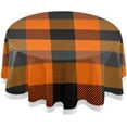 thumbnail image 1 of 60 Inch Round Tablecloth - Orange Black Buffalo Plaid Waterproof Washable Fabric Table Cloth Lace Table Cover Tabletops for Dining, Kitchen, Wedding and Parties House Decor, 1 of 7