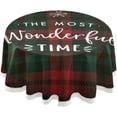 thumbnail image 1 of 60 Inch Round Tablecloth - Red Green Buffalo Plaid Waterproof Washable Fabric Table Cloth Lace Table Cover Tabletops for Dining, Kitchen, Wedding and Parties House Decor, 1 of 7