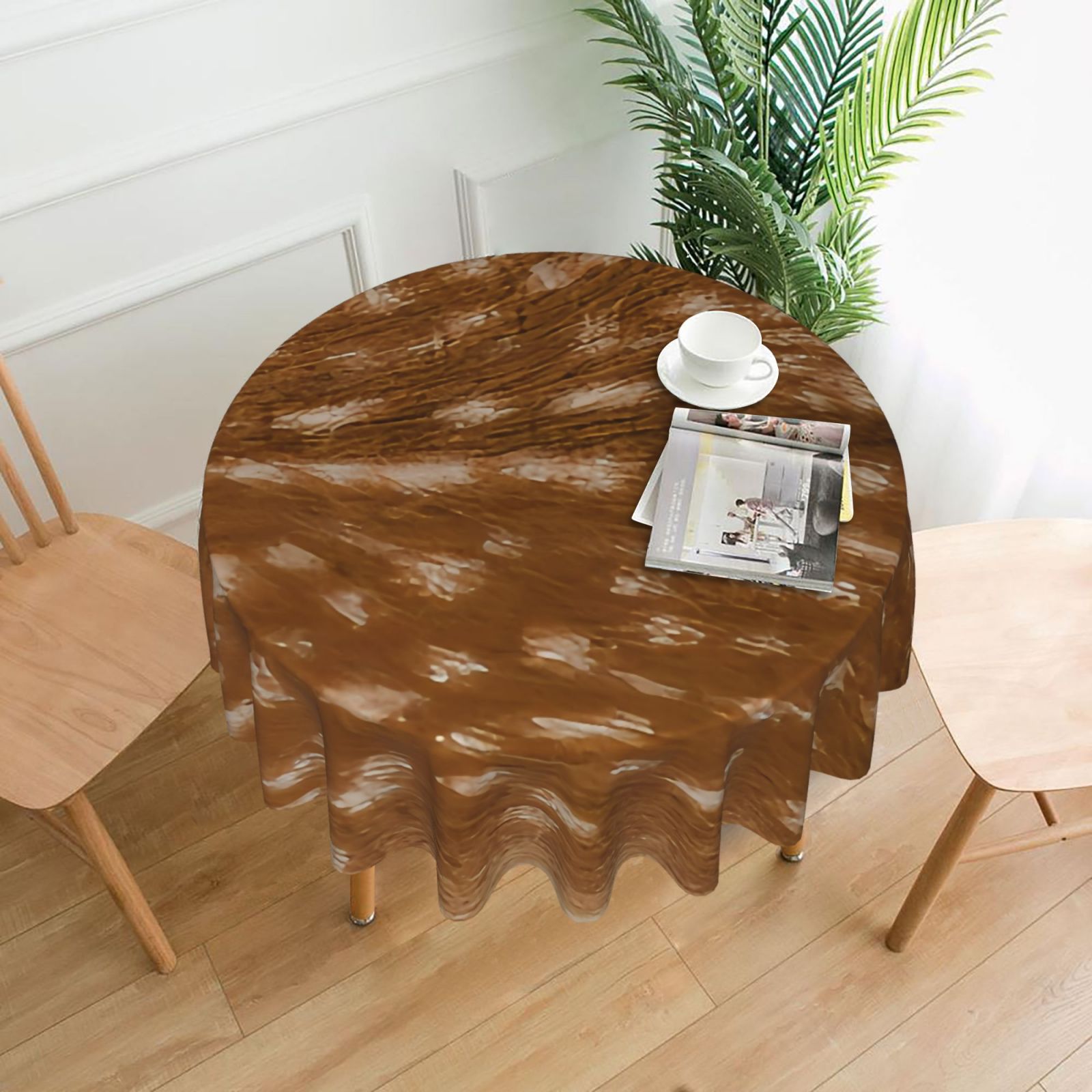 60 Inch Round Tablecloth – Waterproof, Stain-Resistant, Deer Skin ... - Textured Dining Table Decor For Small Apartments