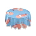 thumbnail image 1 of 60 Inch Round Tablecloth with White Lace Trim Fall Table Cover for Elegant Dining Decor Cartoon Shrimps Pattern, 1 of 8