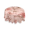 thumbnail image 1 of 60 Inch Round Tablecloth with White Lace Trim Fall Table Cover for Elegant Dining Decor Pink Flowers, 1 of 8