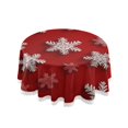 thumbnail image 1 of 60 Inch Round Tablecloth with White Lace Trim Fall Table Cover for Elegant Dining Decor Red and White Snowflakes, 1 of 8