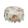 thumbnail image 1 of 60 Inch Round Tablecloth with White Lace Trim Fall Table Cover for Elegant Dining Decor Watercolor Rose Floral Pattern, 1 of 8