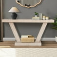 thumbnail image 1 of 60-Inch Rustic Entryway Bench with 2-Tier Storage, Farmhouse Style Shoe Storage Cabinet, Distressed Solid Wood Veneer Console Table for Hallway, Living Room and Behind Sofa, Antique Natural, 1 of 7