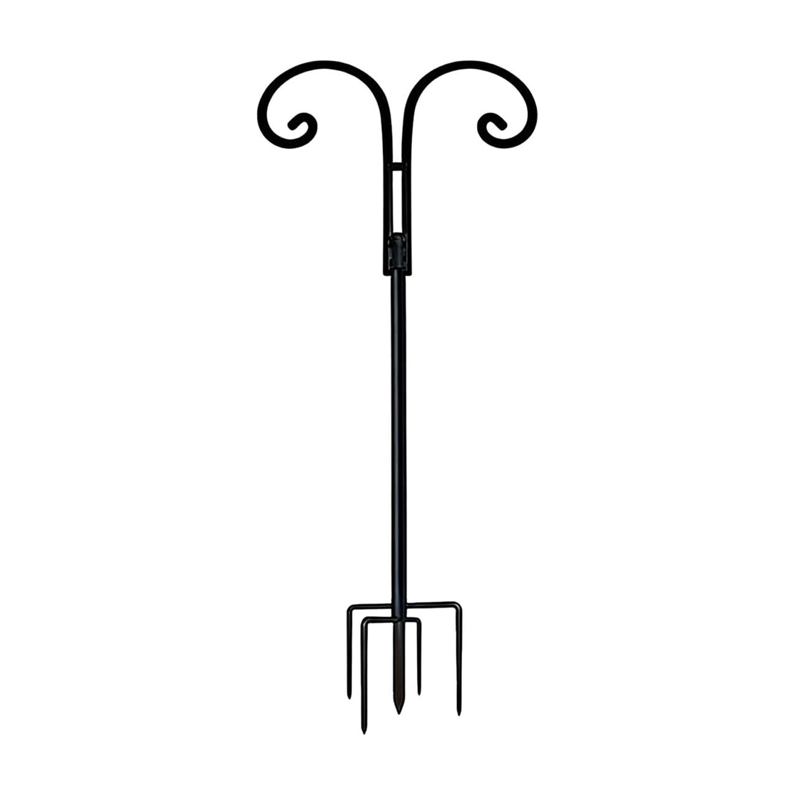 60 Inch Shepherd Hook Garden Stake 4-Way Metal Hanger for Hanging Plants Lanterns and Bird Feeders Black Heavy Duty