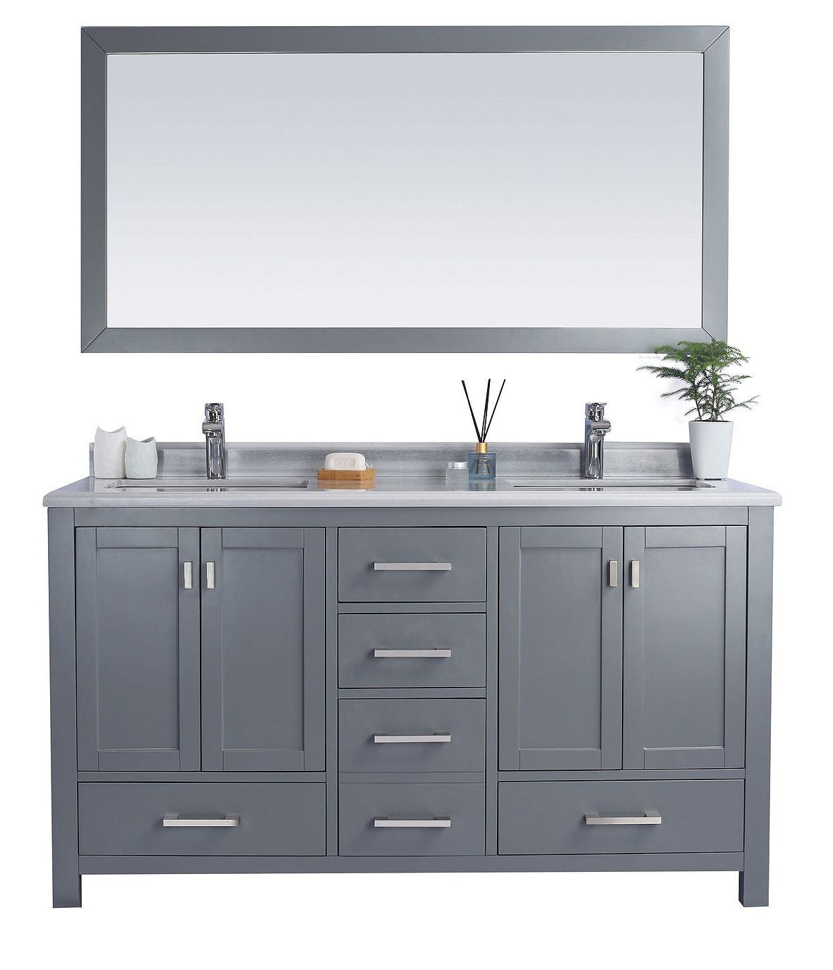 60 - Inch Single Sink Bathroom Vanity Cabinet With White Stripe ...