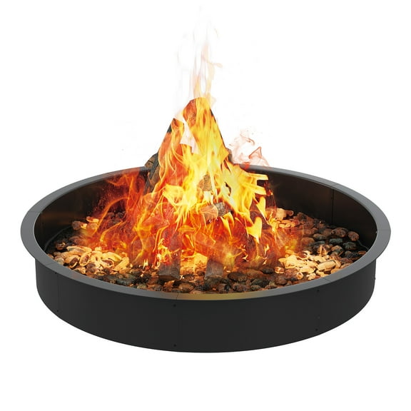 60 Inch Smokeless Fire Pit Ring,Large Firepit Ring Insert Metal Steel Round Firepit Ring for Complete Wood Burn, Rust-Proof for Camping Patio Backyard