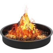60-Inch Smokeless Outdoor Fire Pit Ring   Carbon Steel, Round Bonfire Ring with Ventilation Holes, Log Burning, Rust Resistant, Portable,Great for Camping, Garden, Terrace, Backyard