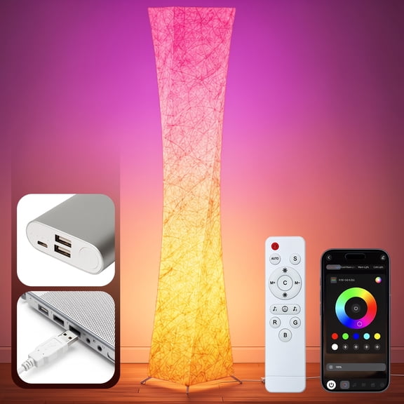60-Inch Square Floor Lamp, Smart RGB LED Corner Lamp with Tyvek Paper | USB-Powered, Music Sync + Design | Perfect for Living Room, Bedroom, Gaming Room, Office, Holiday Gifts