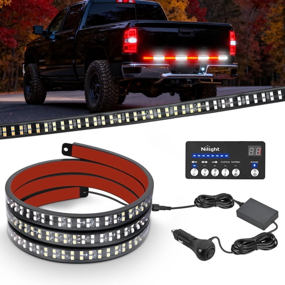 60 Inch Strobe Light Strips with Controller,384LED Flashing Safety Rear Window Tailgate Lights for Truck Trailer Construction Plow Pickup Tow SUV Vehicles,Red White for Off-Road Utility Vehicles