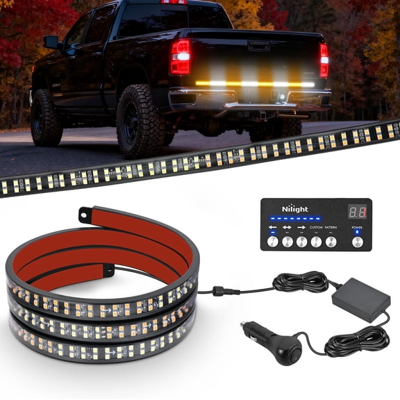 60 Inch Strobe Light Strips with Controller,384LED Flashing Safety for Rear Window Tailgate on Truck Trailer Construction Plow Pickup Tow SUV Vehicles,Amber White for Off-Road Utility Vehicles