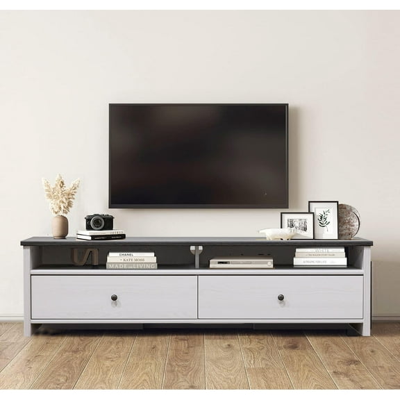 60 Inch TV Stand Console Entertainment Center with Two Drawers and Two Storages Spaces. Accommodates up to 60 TV. Contemporary Style.