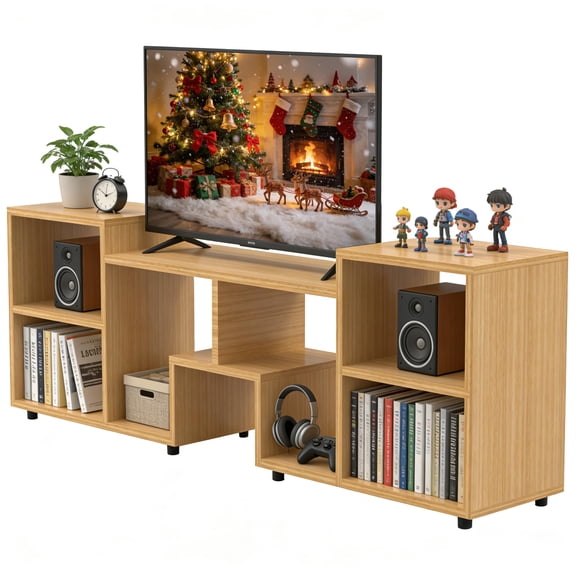 60 Inch TV Stand For 65 Inch TVs, Modern Entertainment Center With Open Storage Shelf, Large Capacity Media Console Table Sofa Cabinet, Walnut Brown