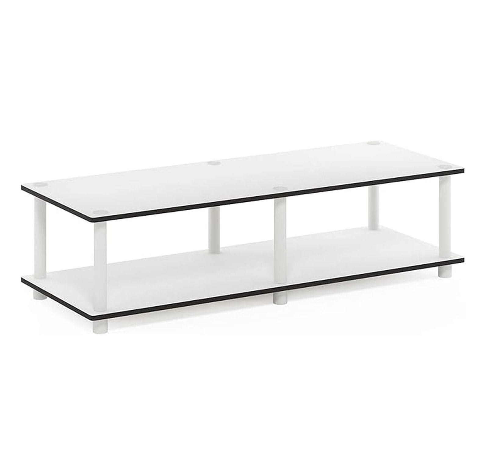 60 Inch TV Stand No Tools Assembly, White Entertainment Center for 42-65in TVs