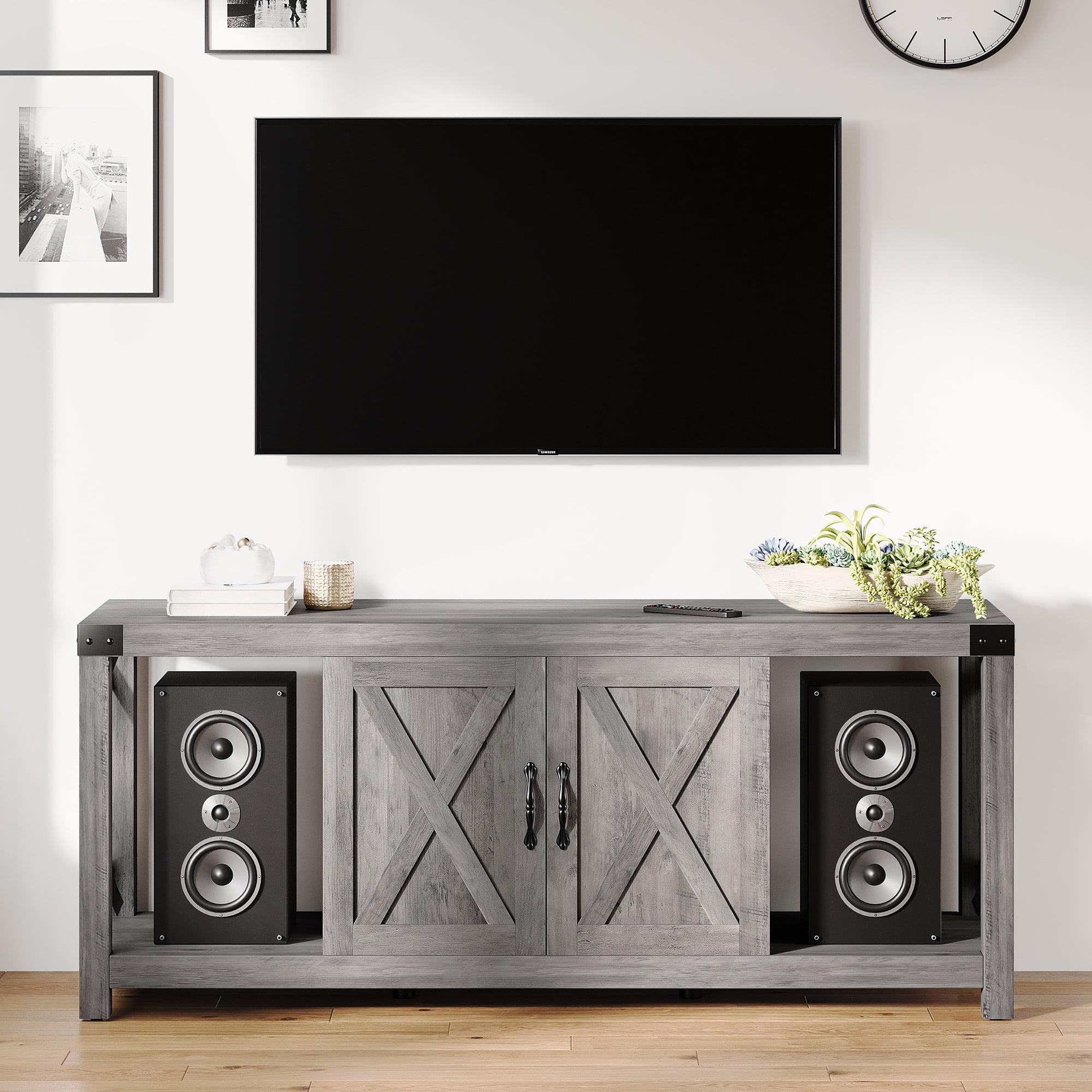 60 Inch TV Stand for TV up to 50 60 65 Inches, Farmhouse Wood Stand TV ...