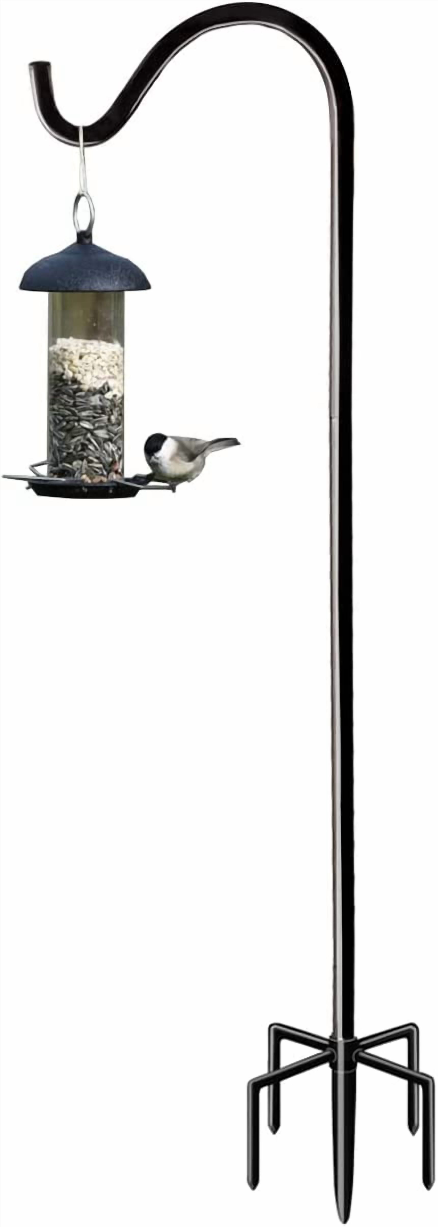 60 Inch Tall Outdoor Shepherds Hook with 5 Prong Base, Adjustable Bird Feeder Pole Hanger for Hanging Outside Birdfeeders, Plant Baskets, Lanterns, Wedding Decor