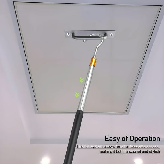 60-Inch Telescopic Attic Ladder System - Aluminum Handle with Stainless Hook | Adjustable Extension Rod | Safe Attic Access Solution
