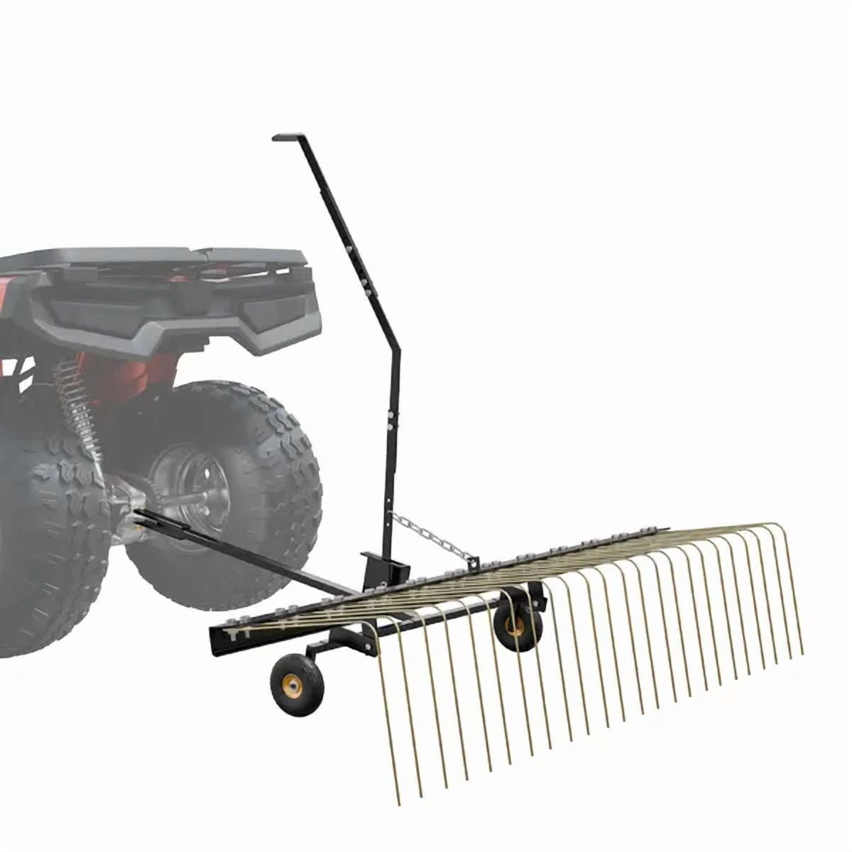 60 Inch Tow Behind Dethatcher with 24 Steel Tines Lift Handle for ATV Mower Leaves Pine Needles Grass