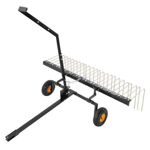 60 Inch Tow-Behind Lawn Dethatcher, Heavy-Duty Steel Tines Pull-Behind Thatcher with Inflatable Tires for ATV & Mower